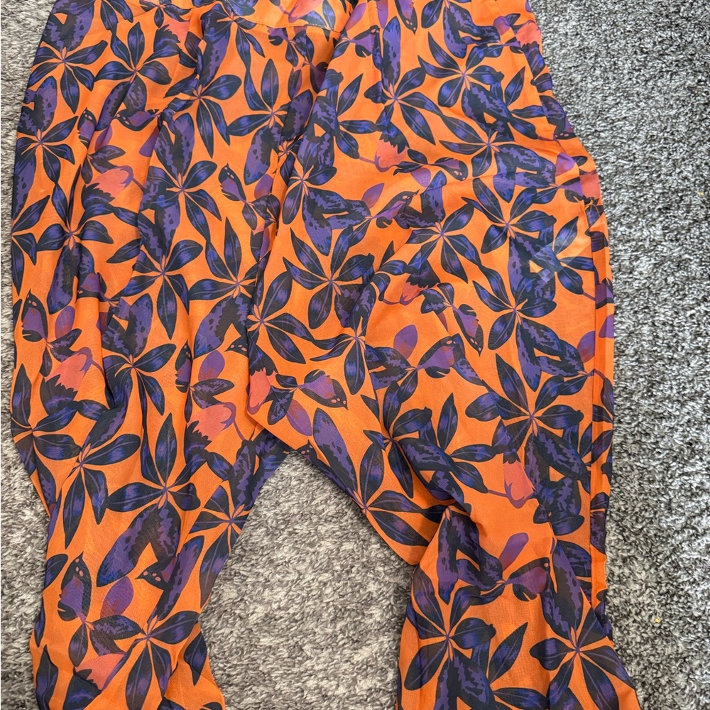 PrettyLittleThing Orange and Purple Floral Pants